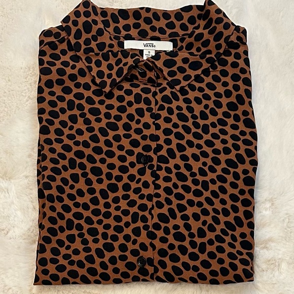 Vans Wild Woven Argan Oil Cheetah print Button Up Shirt, Size L - Picture 11 of 13
